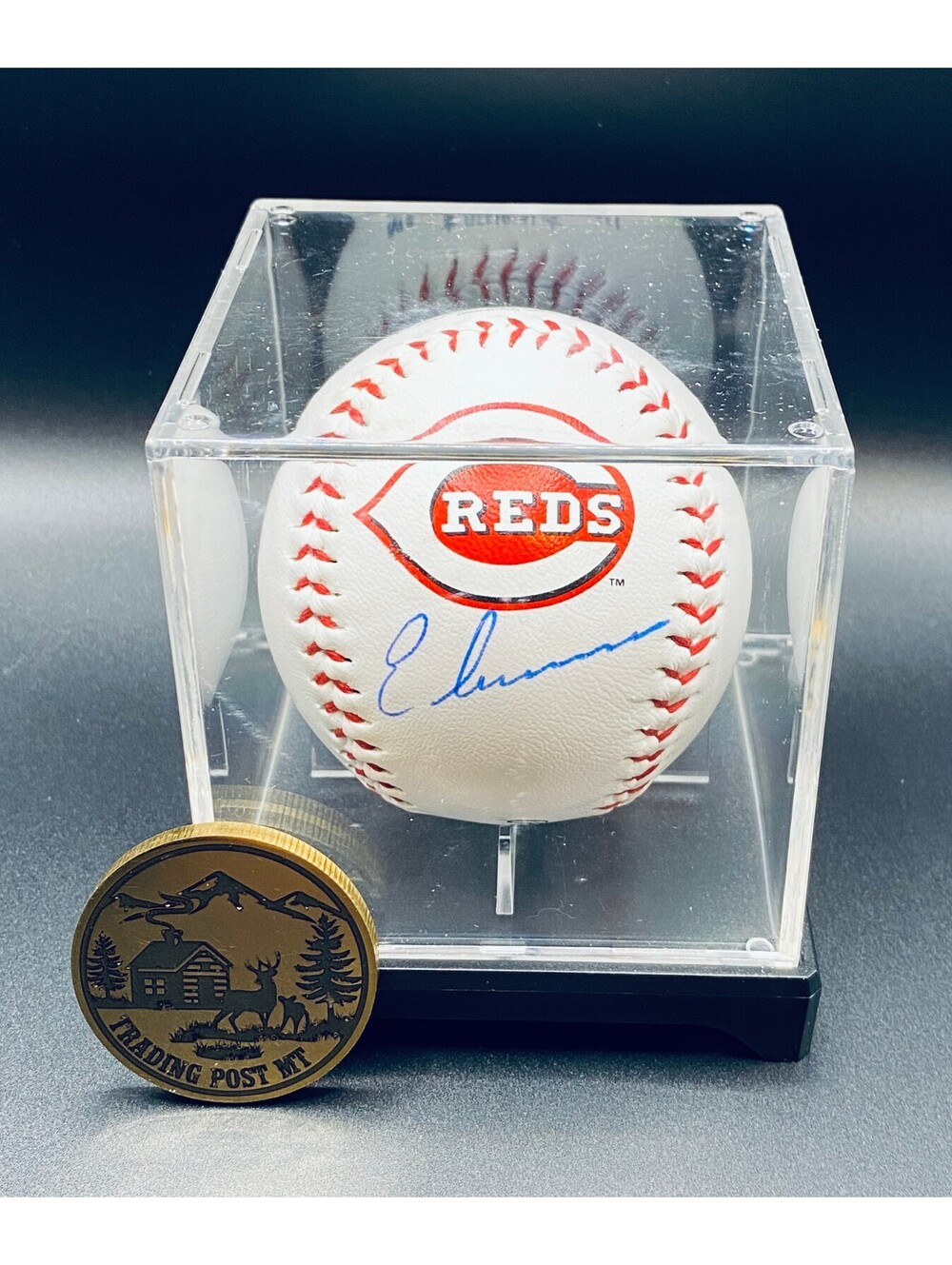 Elly De La Cruz Signed Logo Baseball In Case With COA (Reds)